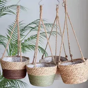 Woven Hanging Planter Basket, Wall-Mounted Decorative Flower Pot, Durable Woven Design, Perfect for Home & Garden Use