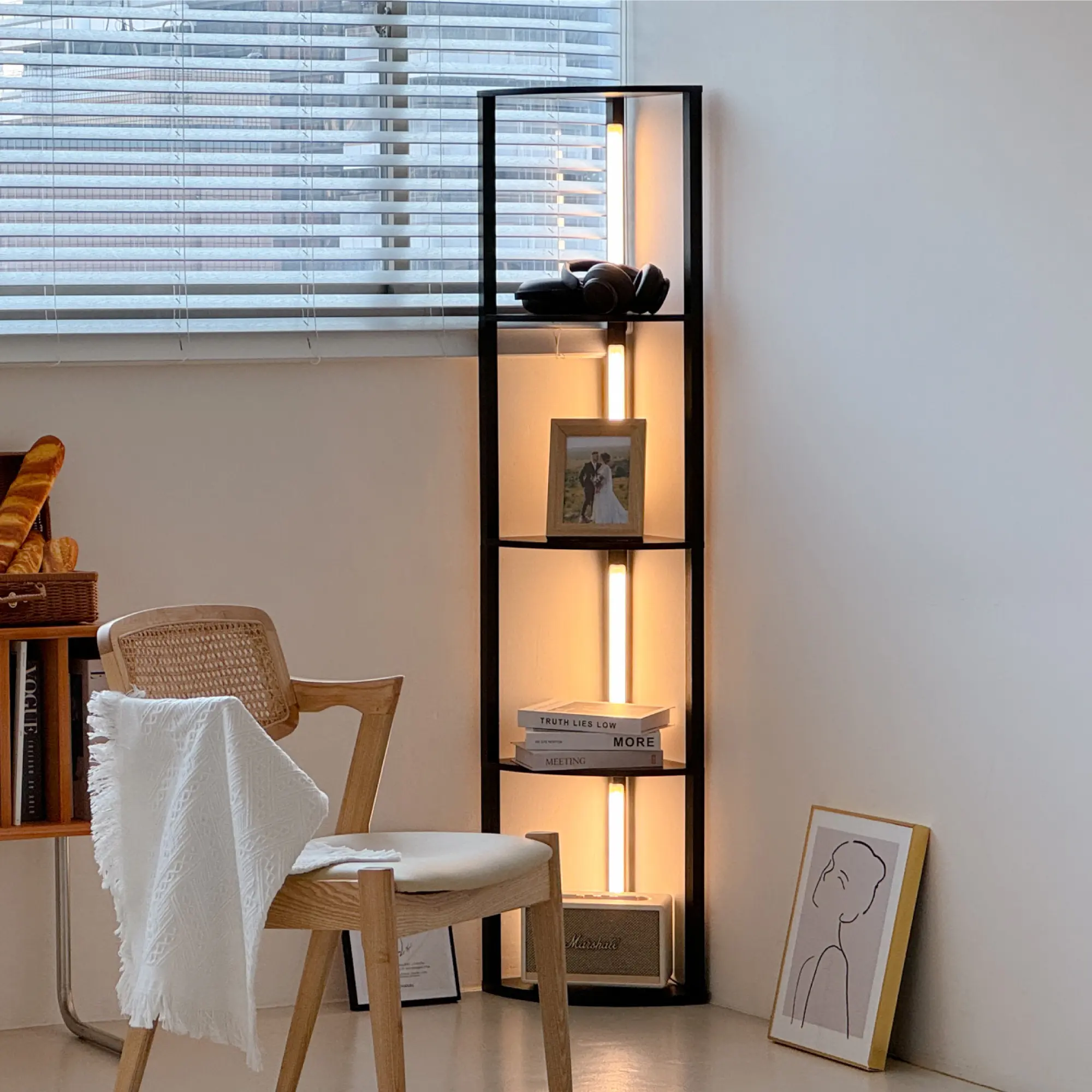 FENLO Corner LED Open Display Shelf, Color Changing Temperature, App & Remote Control Integration, Sturdy Corner Shelves, Room Accessories