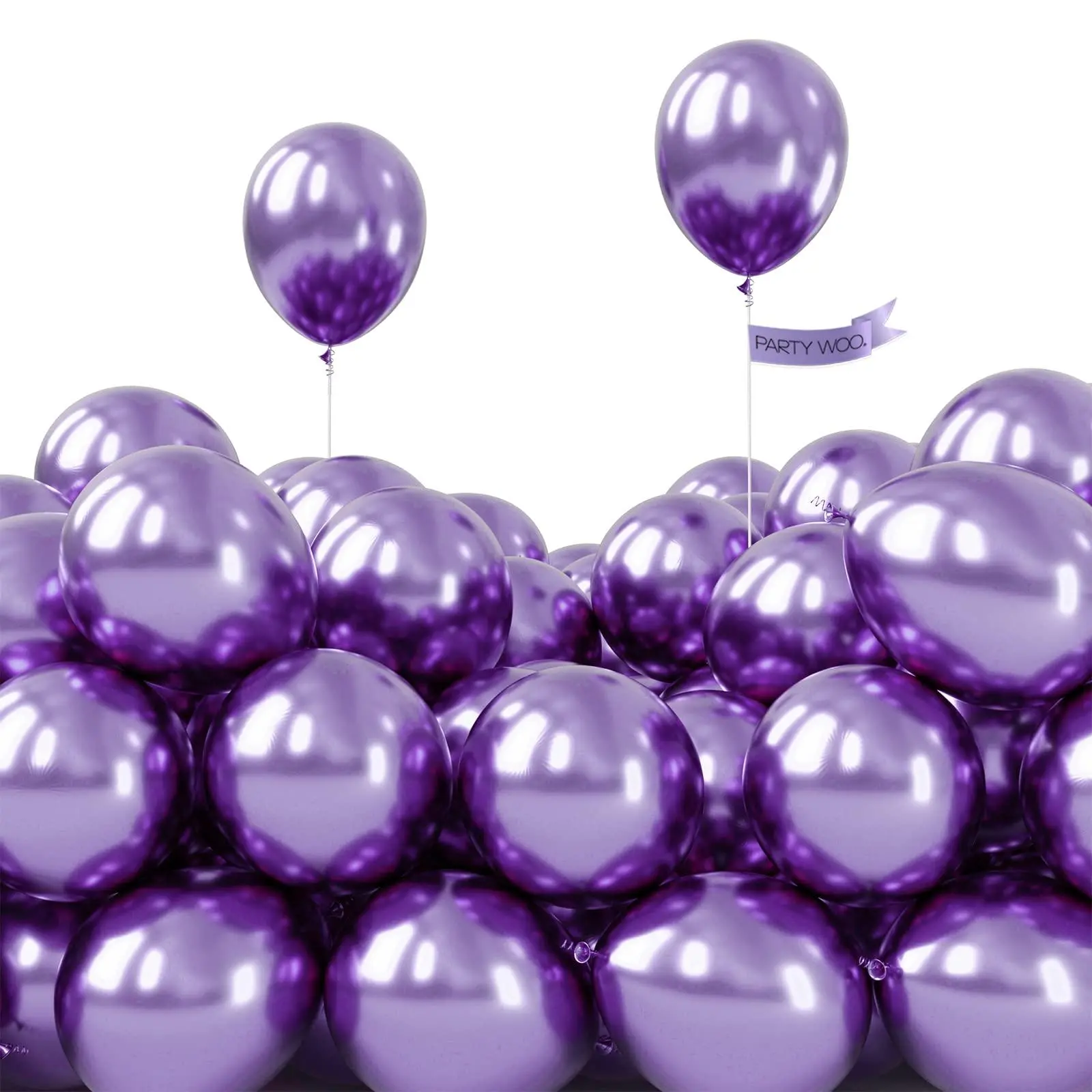 PartyWoo 50-Piece 5in Metallic Purple Chrome Latex Rubber Balloons Set, Round Shape for Balloon Arch Backdrop, Graduation & Wedding Party Decorations Purple-G105