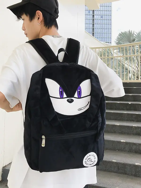 Blue Speed Hedgehog Cartoon Character Backpack - Large-Capacity Lightweight Basic Unisex Synthetic Shoulder Bookbag, Adjustable Strap, Easy-Access Zipper, All-Seasons Back-to-School Gifts, Kids Christmas Gifts