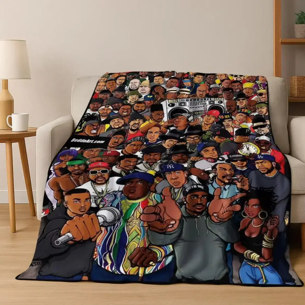 90s Hip Hop Blanket, Rap Culture Collage, Urban Music Blanket, Street Style Room Decor, Gift For Rap Fans