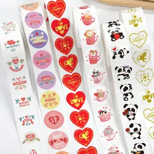 500pcs Valentine's Day Sticker Set, Adhesive Stickers, Love Heart Rose Flower Labels, Gold Foil Gift Wrapping Decorations, 1 Inch Holiday Tags