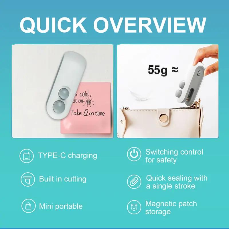 Portable Sealing Machine for Snacks & Potato Chips - Ideal for Unopened Packages - Easy Use & Efficient Sealing Solution
