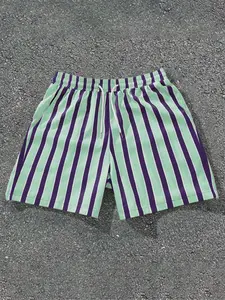 Men's Striped Print Drawstring Waist Shorts, Regular Fit Casual Comfy Breathable Shorts for Summer, Men's Bottoms for Daily Wear
