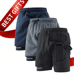 Men’s Lightweight 2-in-1 Athletic Shorts – Double Layer Performance Shorts with Secure Zip Pockets – Versatile 7-Inch Training Shorts for Running, Fitness, and Summer Sports