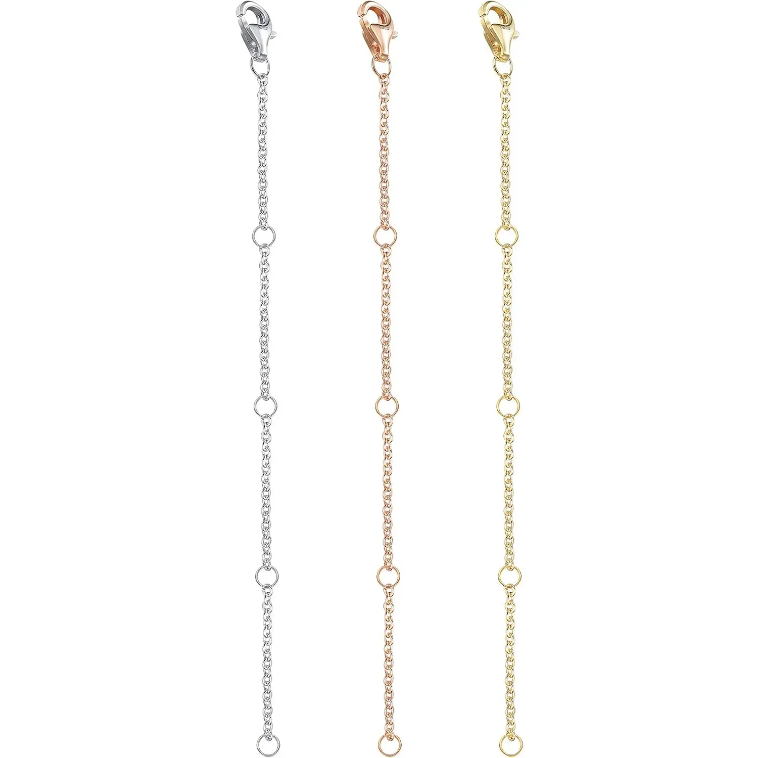 Milacolato Women's 3-Count Lead-Free Metal Necklace Chain Extenders Set, Strong Lobster Clasp, Adjustable 2"-4" Length, Necklace Separator for DIY Jewelry, Bracelets, Anklets, Diy Jewelry Accessories