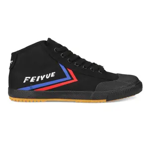 Authentic Feiyue Mid top Trainer Sneakers in Breathable Canvas | Black with Signature Feiyue Logo | Great for Martial Arts, Lifting, Parkour and Everyday Wear | Virtual Zero Drop | Streetwear Fashion | Fe Mid 1920 Heritage Shoe | Ships from USA