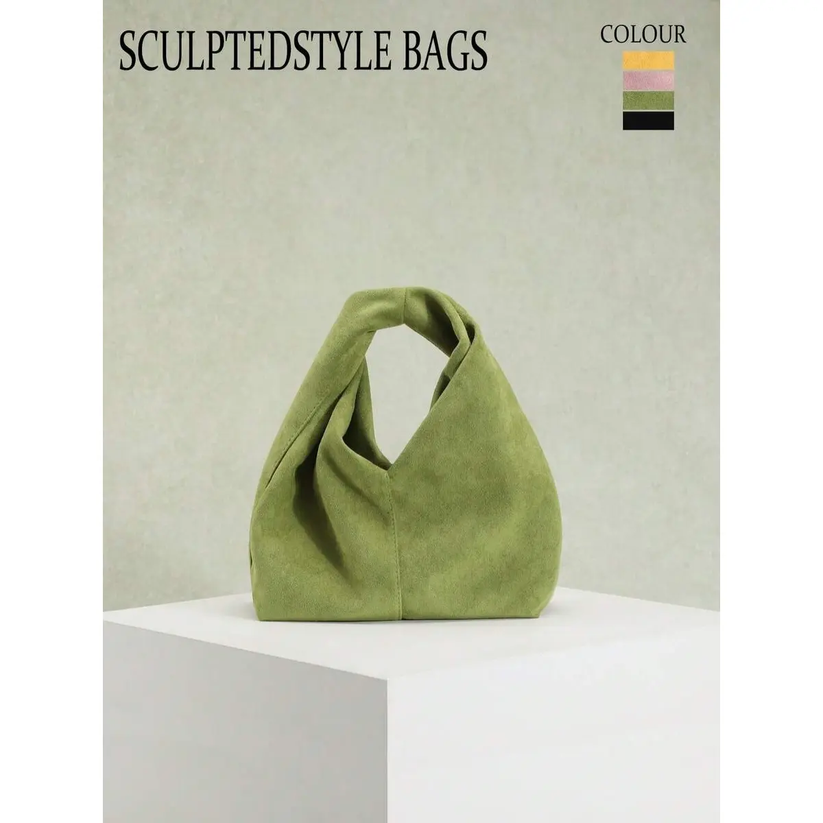 Women's Minimalist Green Retro Velvet PU Handbag - Small Sculptured Square Purse, Scratch Res., Magnetic Lock, Top Handle, Business Office Commute, Small Makeup Bag, Affordable Fashion Everyday Carry, Plain, Office Outfits Women, Corporate Office Wear