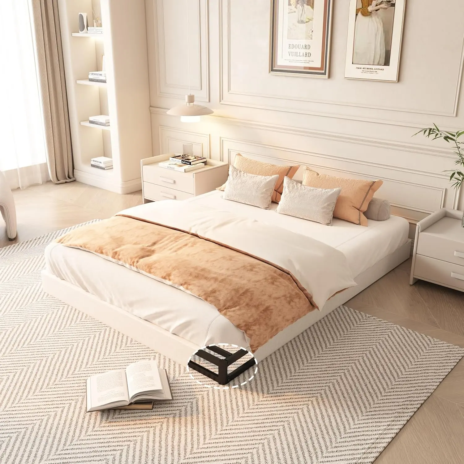 Queen Size Box Spring - 5 in Low-Profile Metal Mattress Foundation with Fabric Cover, Heavy-Duty, Easy Assembly, Noise-Free
