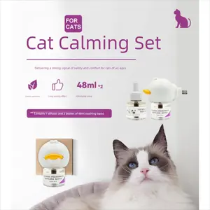 Natural Cat Pheromone Kit, Plug-In Calming Diffuser with Refill Liquid and Training Spray, Stress Relief, Reduces Hiding and Fighting, Safe for Multi-Cat Homes