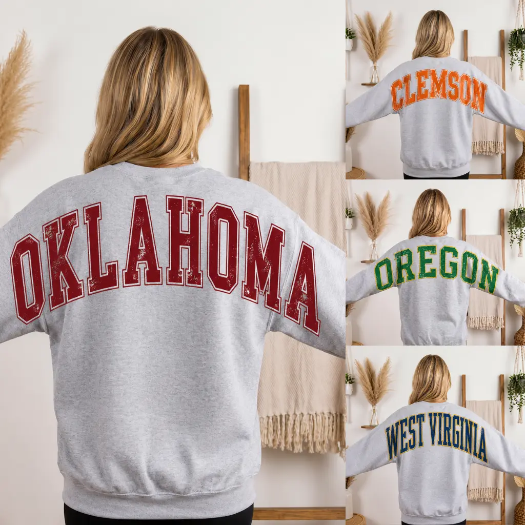 Vintage College Football Sweater Color Ash Grey, Unisex College Football Crewnecks, Retro Football Sweatshirt