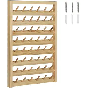 48 Spools Wooden Thread Holder Large Racks Wall Mount Storage