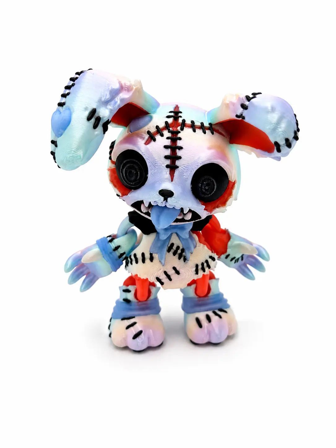 Zombunny the Stitched Zombie Bunny (5") — Glow-in-the-Dark Articulated 3D Printed Voodoo Rabbit figurine 