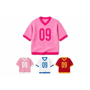 Men’s Numeric Graphic V‑Neck Short Sleeve Knit Top | Unisex Jersey‑Style T‑Shirt | Soft Stretch Viscose‑Nylon Pullover
