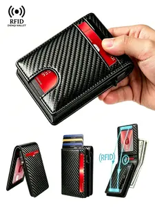 Slim Carbon Fiber Rfid Wallet, Pop-Up Credit Card Case, Quick-Access ID Slot, Anti-Theft Minimalist Purse, Everyday Carry & Business, Rfid Edc Wallet