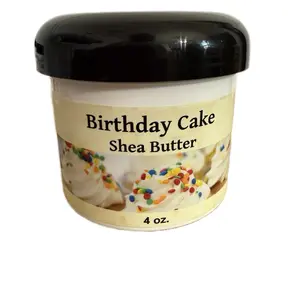 Shea Butter 4 oz - Birthday Cake Scented Butter in White Jar Moisturizers Fragrance Body Care Skin Repair