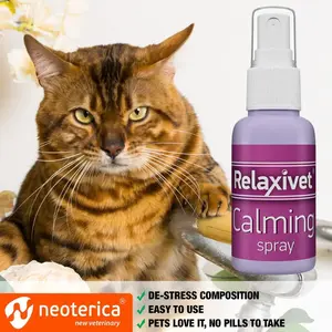 Relaxivet Calming Pheromone Spray for Cats - 1.01oz, Reduces Scratching, Relax & Hiding, Anxiety Relief for Cats, Dogs & Pets, Soothing Scent for Central Nervous System Support, Pet Relax |   Spray Bottle Design |   Veterinary Care Spray, Relaxation Produ