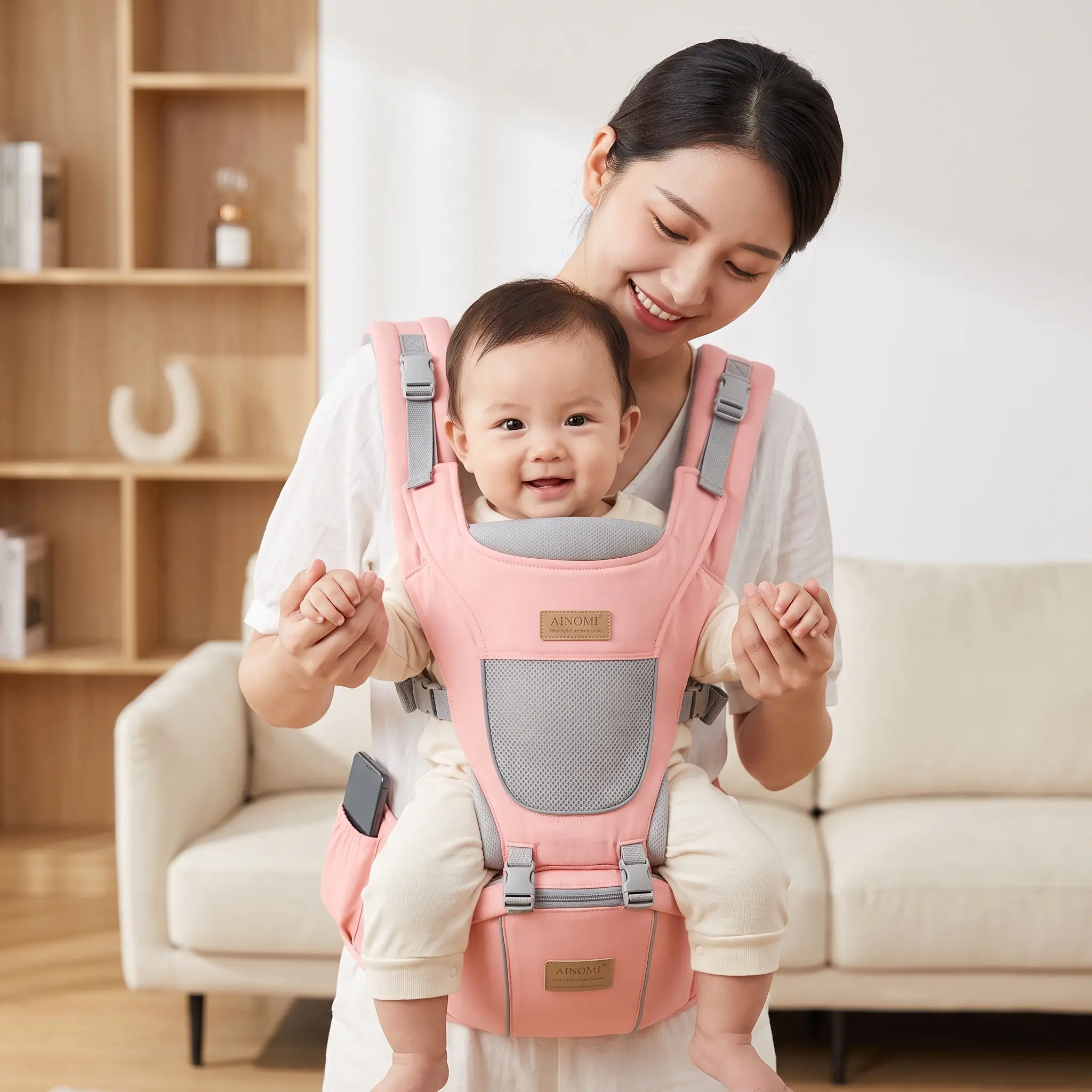 Heavy Duty Baby Carrier for Big Babies and Toddlers Up to 45 lbs Provides Ultimate Back Pain Relief for Parents While Ensuring Maximum Comfort and Safety During Daily Use portabeb cozy wrap velcro child in fit newborn