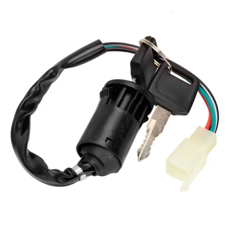 4-Wire Pin Ignition Start Switch with Wire Connector - Biker Lock & Bike Parts for ATV Quad Bike, 50cc-125cc 4-Wheelers, 110cc ATVs Compatible with Tao Tao, Coolster, Sunl, Roketa, Kazuma (Check Fit First) 4-Wire Pin Ignition Start Switch with Wire Connector - Biker Lock & Bike Parts for ATV Quad Bike, 50cc-125cc 4-Wheelers, 110cc ATVs Compatible with Tao Tao, Coolster, Sunl, Roketa, Kazuma (Check Fit First)
