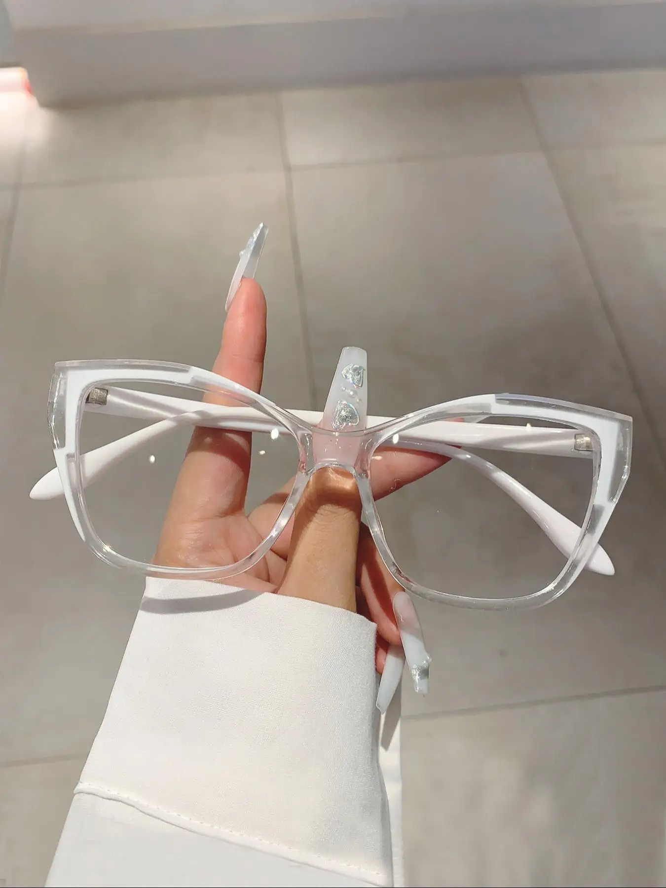 2024 Retro New Trend Eyeglasses, Trendy Colorblock Eyeglasses for Everyday Use, Fashion All-match Large Cat Eye Frame Eyewear, Travel Accessories