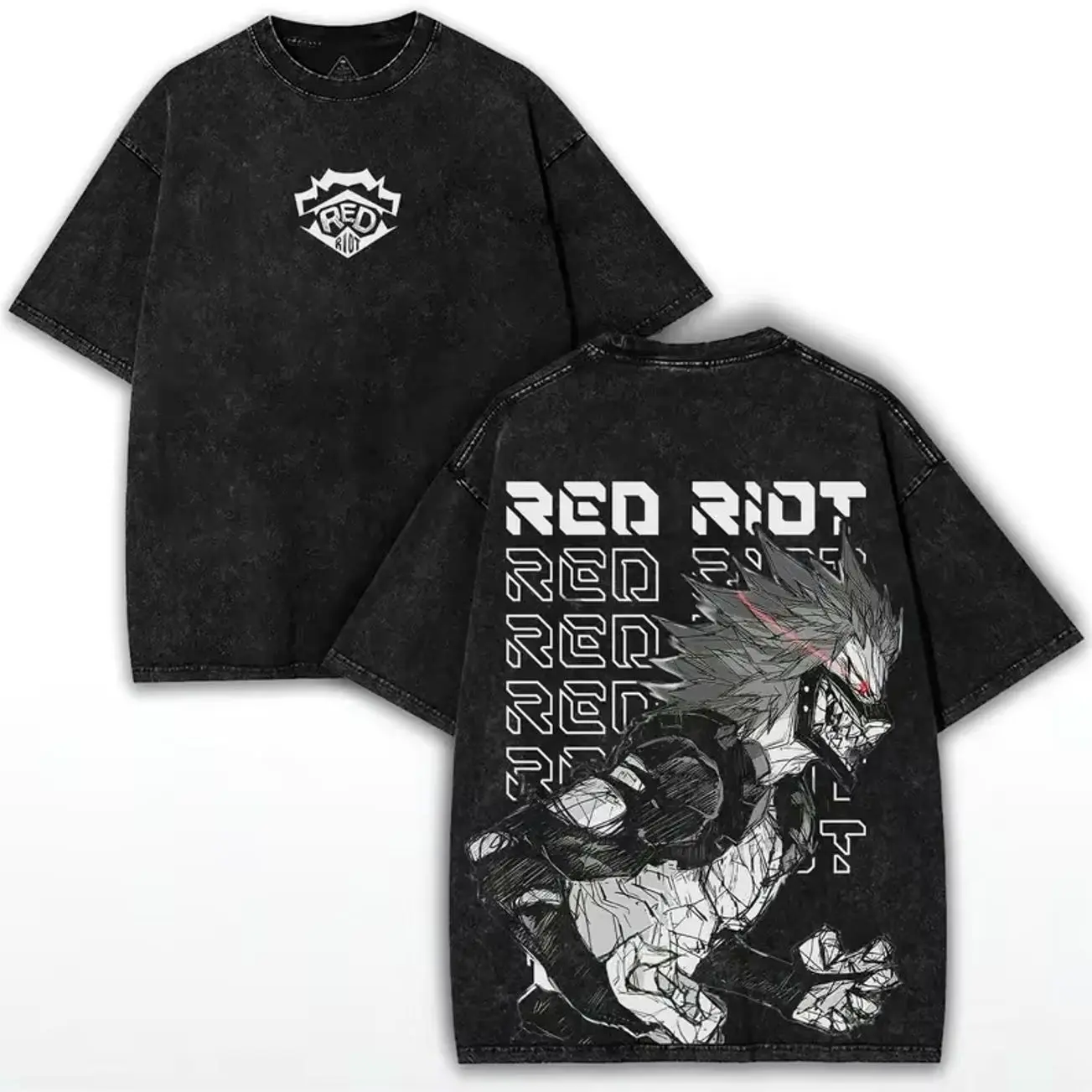 My Hero Academia Anime Eijiro Kirishima Graphic T Shirt Cool Washed T-shirt Men Women Clothes Oversized Cotton Short Sleeve Tee C