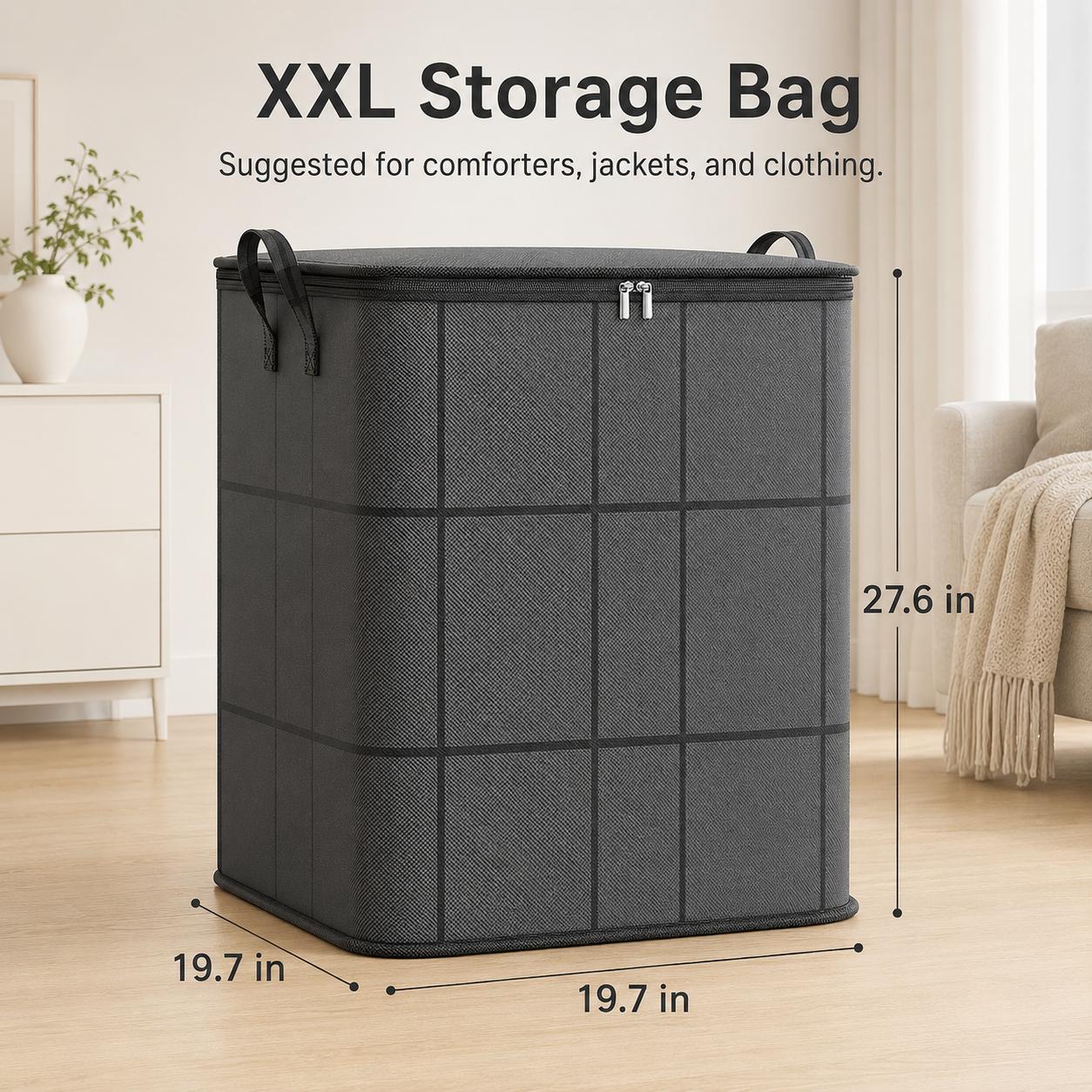 Spacious Moving Storage Bin, Zippered Organizer for Quilts, Bedding & Sweaters, Large Capacity Fabric Bag for Moving Day, Closet & Bedroom Use Spacious Moving Storage Bin, Zippered Organizer for Quilts, Bedding & Sweaters, Large Capacity Fabric Bag for Moving Day, Closet & Bedroom Use