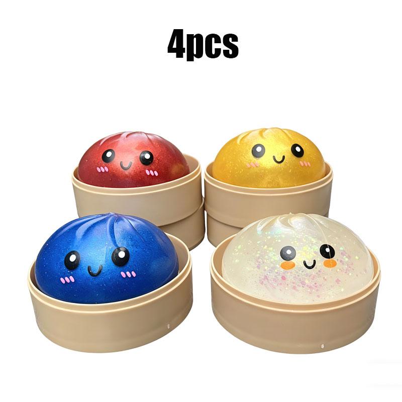 Glitter Dumpling Squishy with Box, Soft Sensory Squeeze Toy for Stress Relief, Mystery Glitter Dumplings, Decompression Dough, Not Blind Box, You Can Choose Your Favorite Color Freely