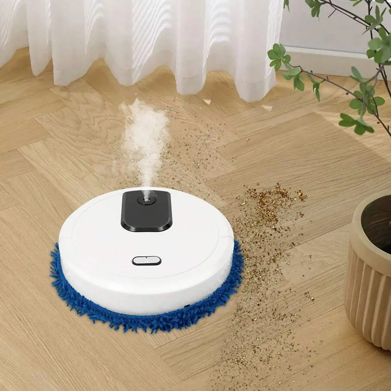 Robot Vacuum Cleaner and Mop, 360° Rotating Wet/Dry Sweeping Machine with Humidifier for Hardwood Floors, Tile, Kitchen, and Home Cleaning