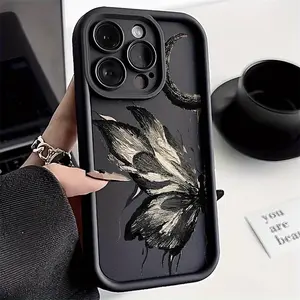 Black Butterfly Moon Pattern Phone Case, suitable for iPhone 17Air/17/17 Pro Max/13/14/15/16/12/11 Pro Max and other series of mobile phones, is the ideal birthday gift for parents, significant others or anyone.