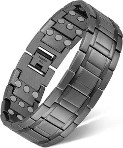 Feraco Magnetic Bracelets for Men, Titanium Steel Bracelets with 3X Ultra Strenth Neodymium Magnets, Adjustable Health Gift with Sizing Tool