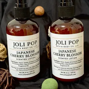 Joli Pop Japanese Cherry Blossom Scented Lotion - 8 oz Bath & Body Co LLC Emulsifying Wax Cetyl Alcohol Plant Based Fragrance Oil
