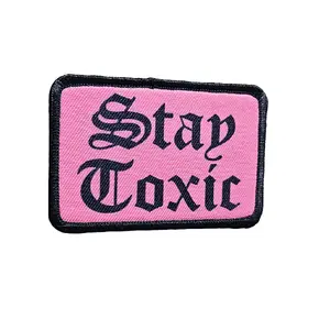 stay toxic black on pink Meme 2"x3" Morale Patch with Hook and Loop Backing