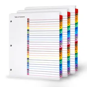 Alphabet Binder Dividers A-Z Index Tabs for 3-Ring Binders, 8.5x11 in, 3-Hole Punched, Customizable, School & Office