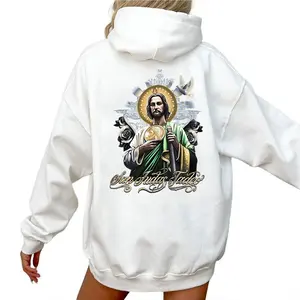 [Made in USA] San Judas Tadeo Hoodie Unisex, Saint Jude San Judas Tadeo Catholic Graphic Pullover Hoodie, Religious Saint Vintage Graphic Hoodie, Christian Faith Church Outfit Hoodie, Latino Catholic Saint Hoodie, Gift For Men Women.