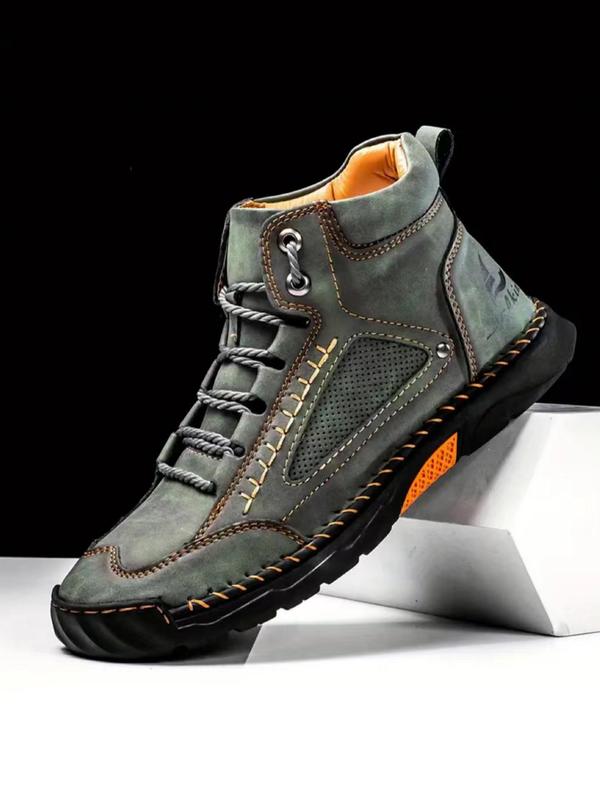 Men's Outdoor Lightweight Hiking Boots, Casual Sporty Lace Up Boots for Outdoor Activities, Fashionable Western Cowboy Style Shoes for Daily Wear