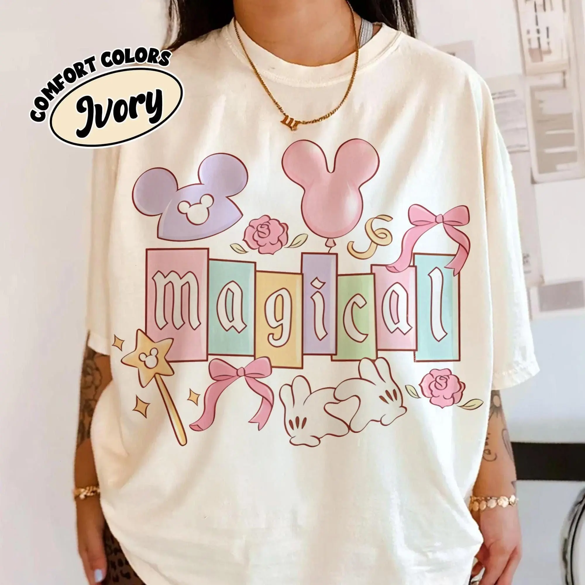 Retro Magical Coquette Comfort Colors Shirts, Ears Tee, WDW Family Shirt, Trip Vacation Shirt, Magic Kingdom Tee