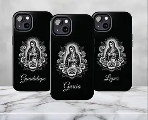 Customized Name Virgen De Guadalupe Virgin Mary iPhone 16 15, 14, 13, Pro Max Tough iPhone Mobile Phone Custom Case