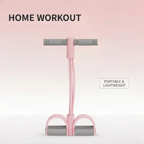 Unisex 4-Tube Pedal Pull Rope - Home Yoga Equipment with Foam Cushion Handles, Elastic Stretch Bands, Portable & Lightweight for Full-Body Workout, Situp Support