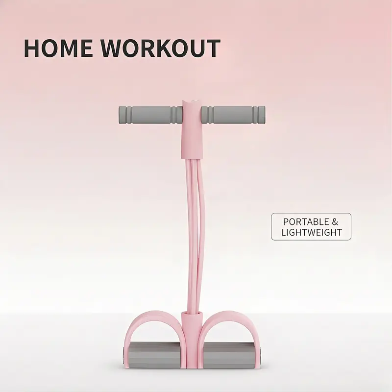 Unisex 4-Tube Pedal Pull Rope - Home Yoga Equipment with Foam Cushion Handles, Elastic Stretch Bands, Portable & Lightweight for Full-Body Workout, Situp Support