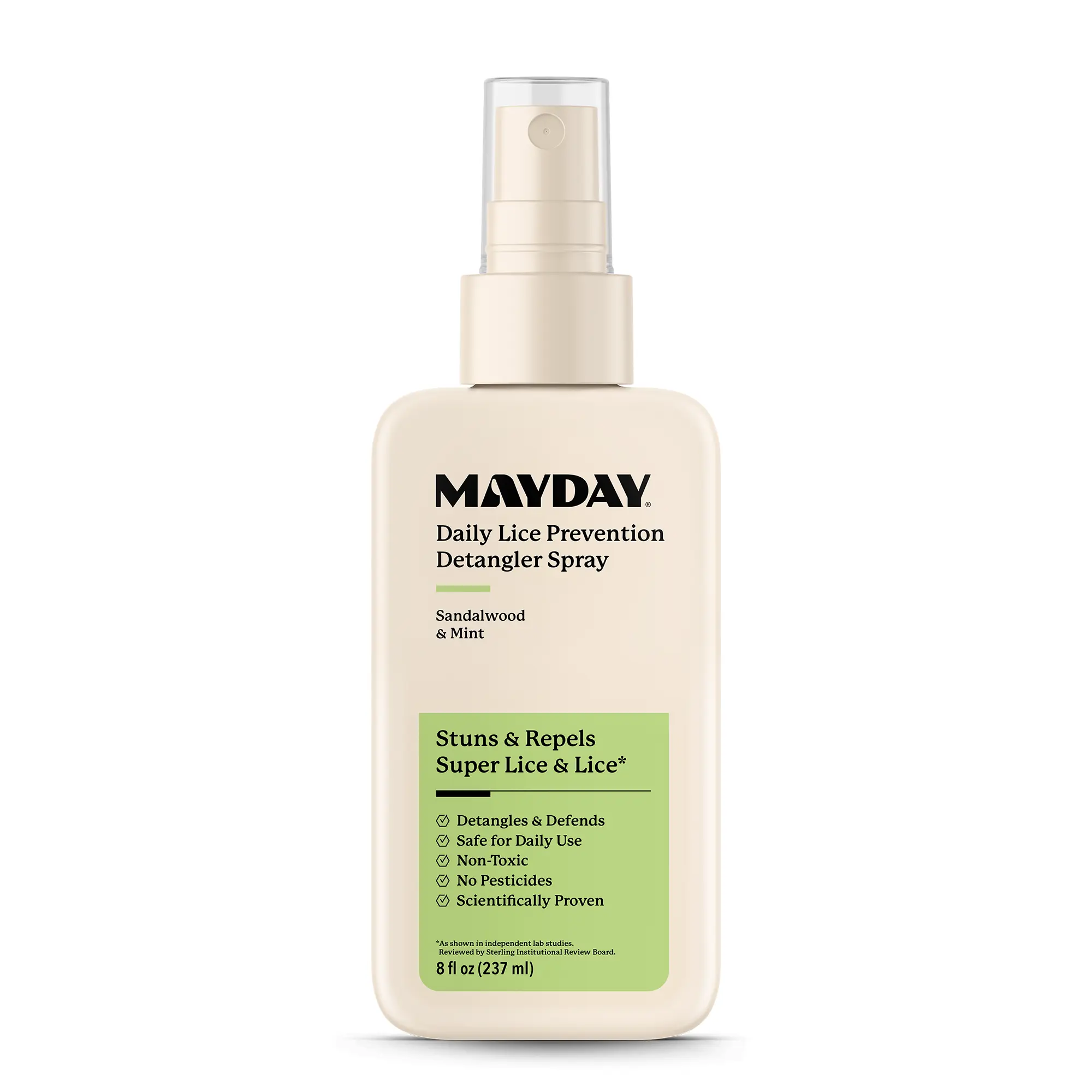 Daily Lice Prevention Detangler Spray 8 fl oz – Sandalwood & Mint – Non-Toxic Leave-In Conditioner – Repels Lice & Super Lice – Detangles, Protects & Nourishes Hair – Safe for Kids, Pesticide-Free