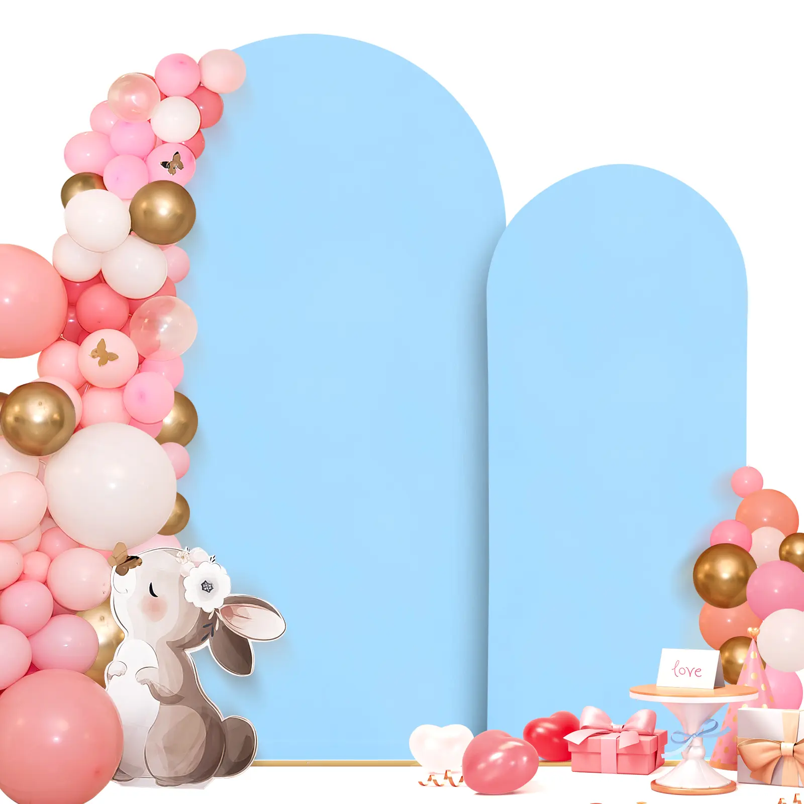 FULOON Wedding Arch Cover - 7.2 FT & 6 FT, 2 Counts/set Elastic  Party Arch Cover Round Top Backdrop Stand Covers for Wedding Birthday Party Baby Shower Banquet Decoration (Without Arch Support)