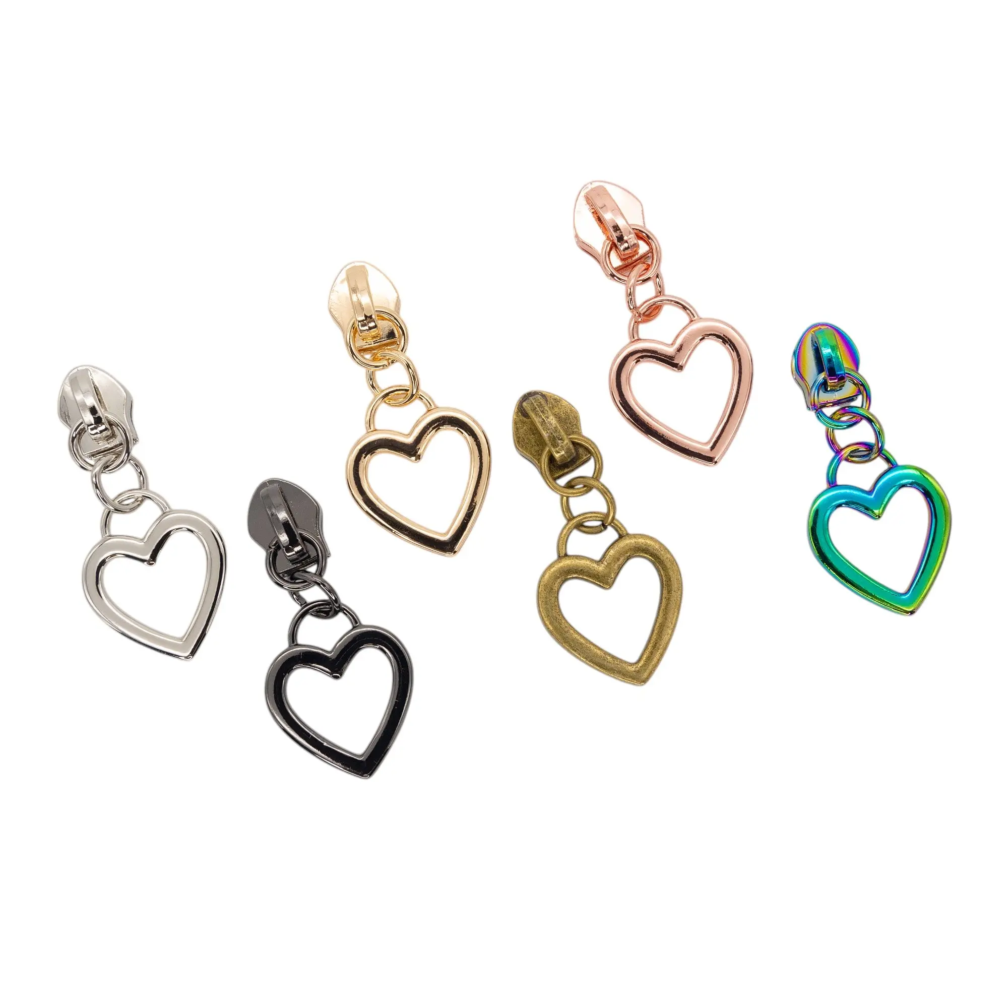 #5 Zipper Pulls - Heart - Set of 4