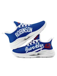 Robinson 42 Inspired Baseball Sneakers, Unisex Lightweight Breathable Sports Running Shoes, Wide Fit Comfort Workout Athletic Sneakers, Plus Size Walking Shoes
