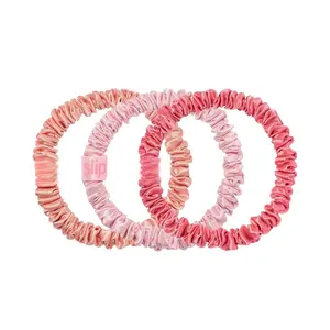 Skinny Scrunchies: Anti-Crease, Anti-Breakage silk(TM) Design Protects Delicate Hair | Includes 3 Pure Silk Scrunchies, Sherbet