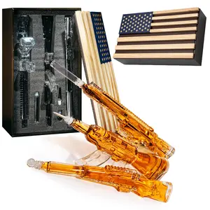 3 Gun Whiskey Decanters Set, & Rifle Gun Decanter Set 1000ml by The Wine Savant - Veteran Gifts, Home Bar, Gun Lover Gifts, Tik Tok Gun Decanter, Military Gifts Gifts for Dad
