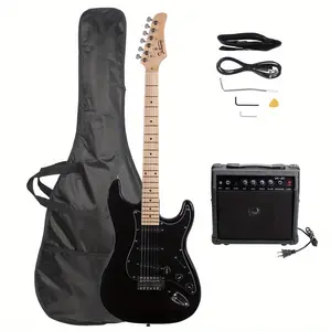 GST Stylish Electric Guitar Kit with Black Pickguard Black