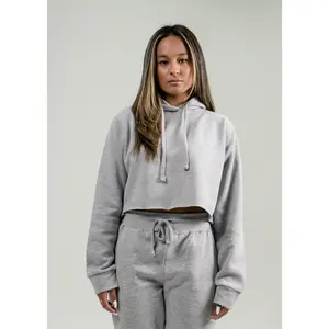 Gray Hooded Crop Top