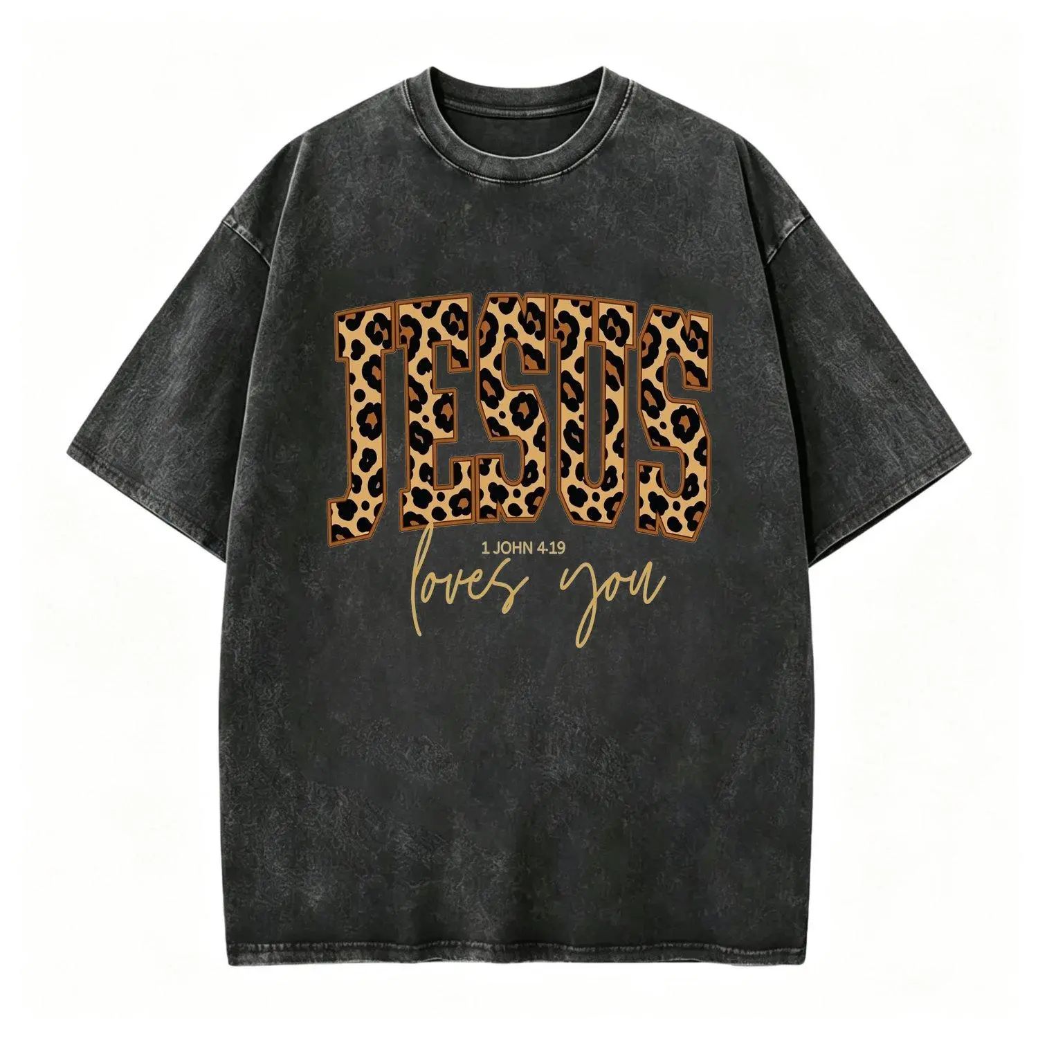Christian Jesus Women T shirts Cheetah Print Bible Verse Women T shirts Trendy Faith Apparel Gift Jesus Loves You The Way The Truth The Life