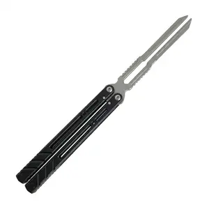 Unsharpened Stainless Steel Balisong Practice Tool – Folding Non-Slip Trainer for Skill Development & Portable Carry