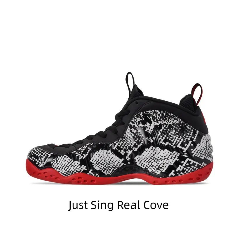 Black White Pixel Print Foam Mid Top Basketball Shoes Wavy Molded Graphic Shell Bright Red Rubber Outsole Honeycomb Cushion Unisex Street Sneakers